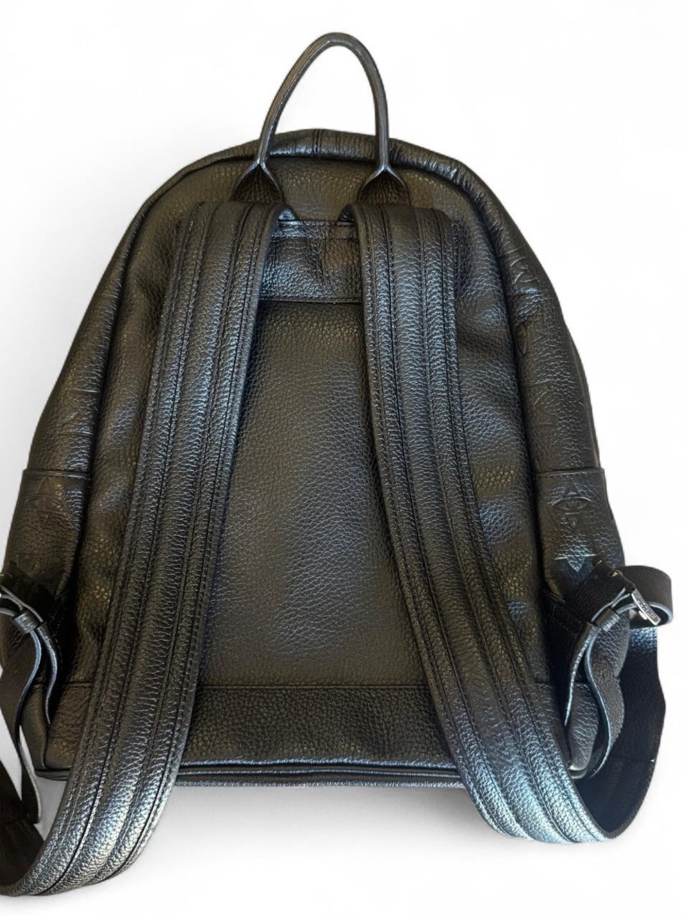 Metrocity Women's Black Embossed Leather Backpack - Picture 2 of 7